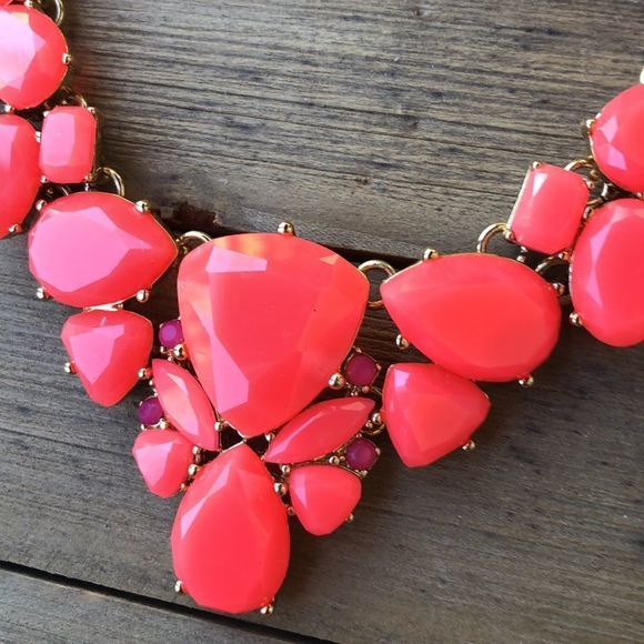 kate spade Neon Orange Chunky Crystal Gold Plated Statement Necklace! EUC - Picture 7 of 13